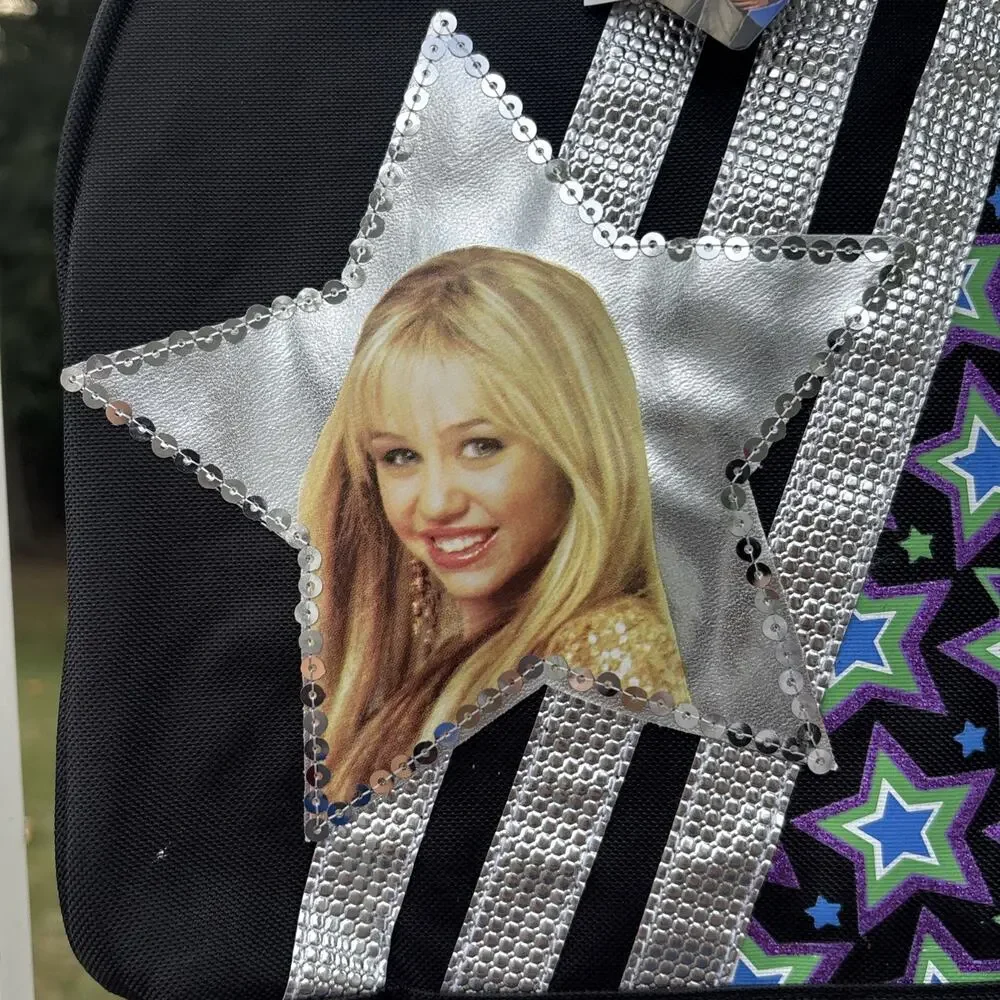 Disney Vintage Y2K Secret Star Hannah Montana Tote Bag Black Purple Miley Cyrus